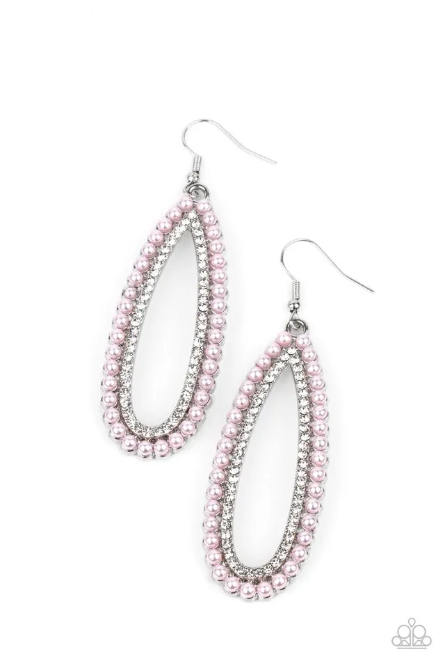 Paparazzi Earring ~ Glamorously Glowing - Pink