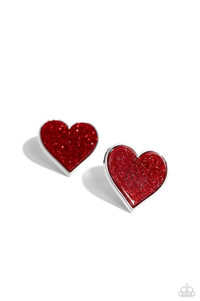 Paparazzi Earring ~ Glitter Gamble - Red