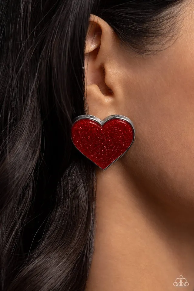 Paparazzi Earring ~ Glitter Gamble - Red
