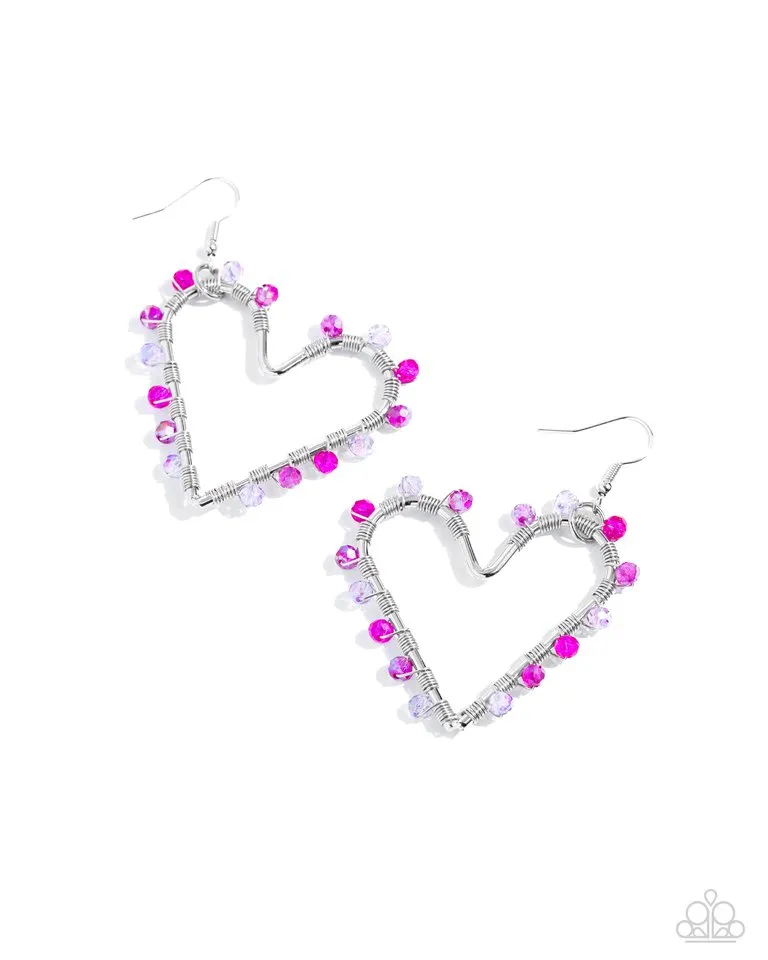 Paparazzi Earring ~ HEART of Your World - Pink