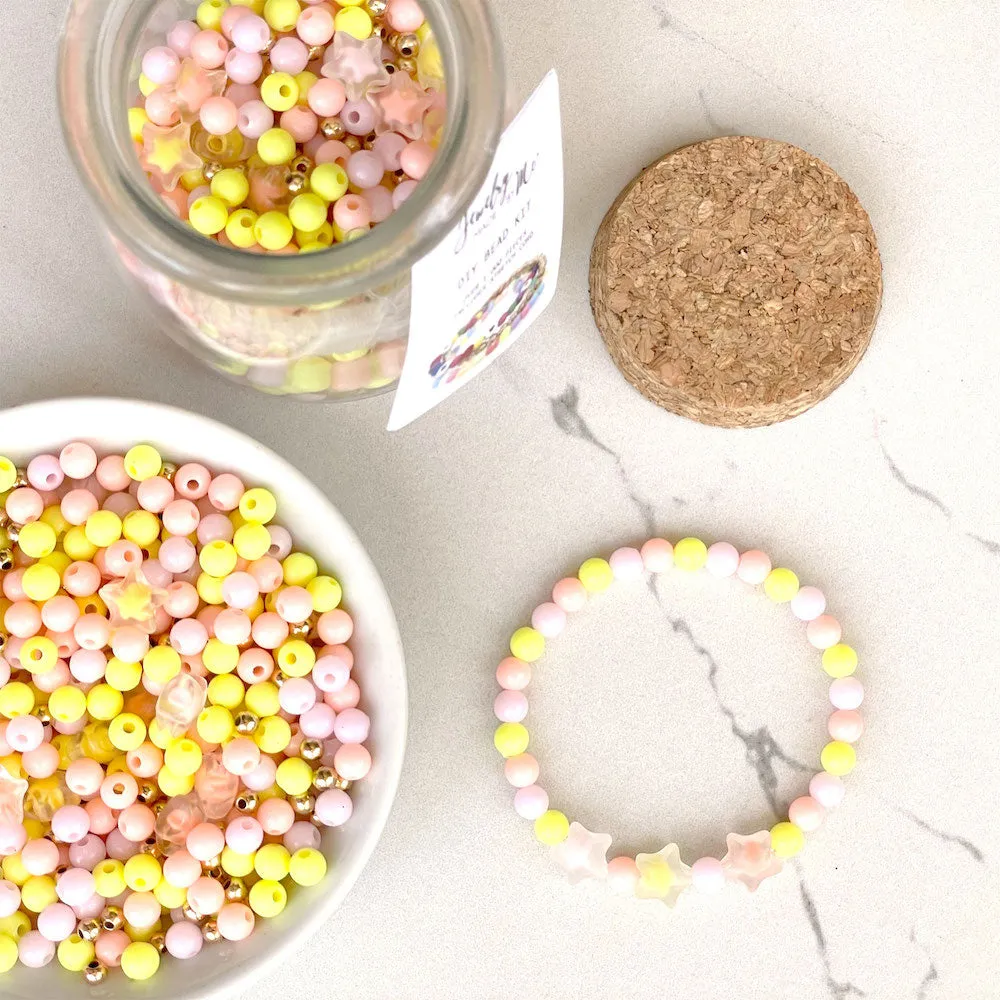 Pastel Stars Yellow and Pink and Metallic Gold DIY Bead Jar