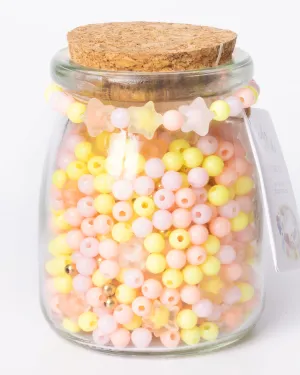 Pastel Stars Yellow and Pink and Metallic Gold DIY Bead Jar