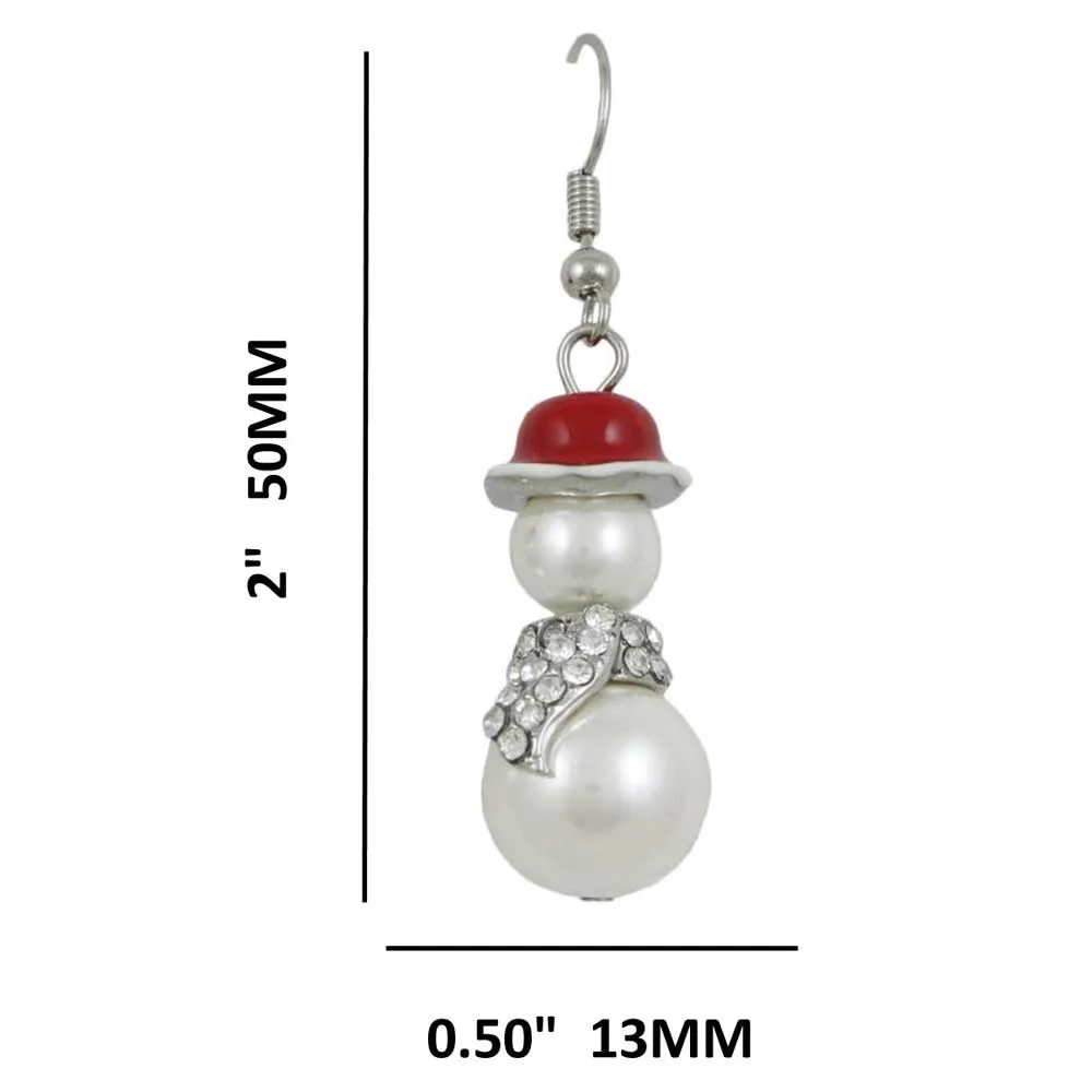 Pearl Snowman Earring with Crystal Scarf - XE106