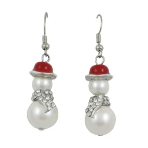 Pearl Snowman Earring with Crystal Scarf - XE106