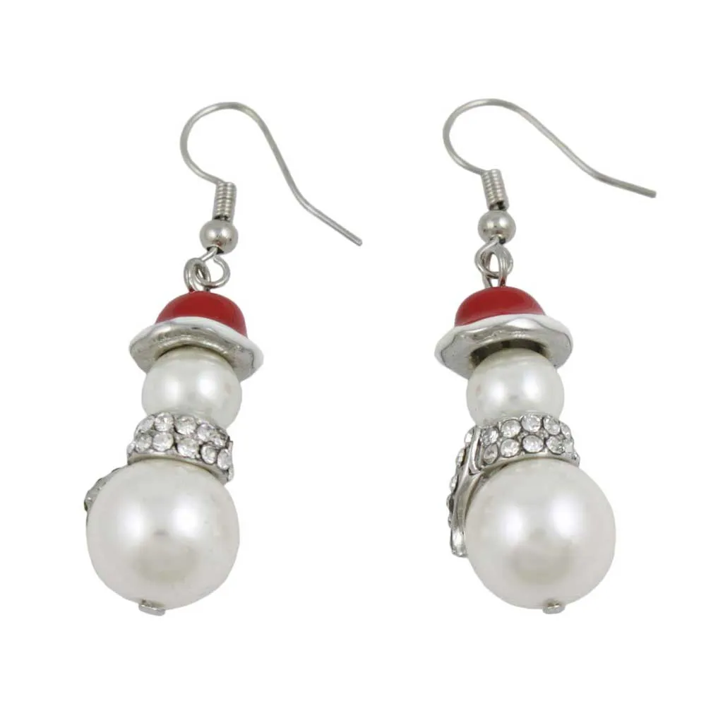Pearl Snowman Earring with Crystal Scarf - XE106