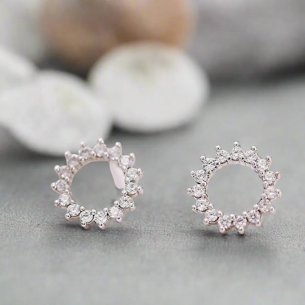 Perfect Circle Austrian Crystal Stud Earrings for Women – Elegant Round Crystal Jewelry