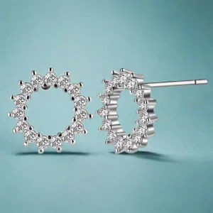 Perfect Circle Austrian Crystal Stud Earrings for Women – Elegant Round Crystal Jewelry
