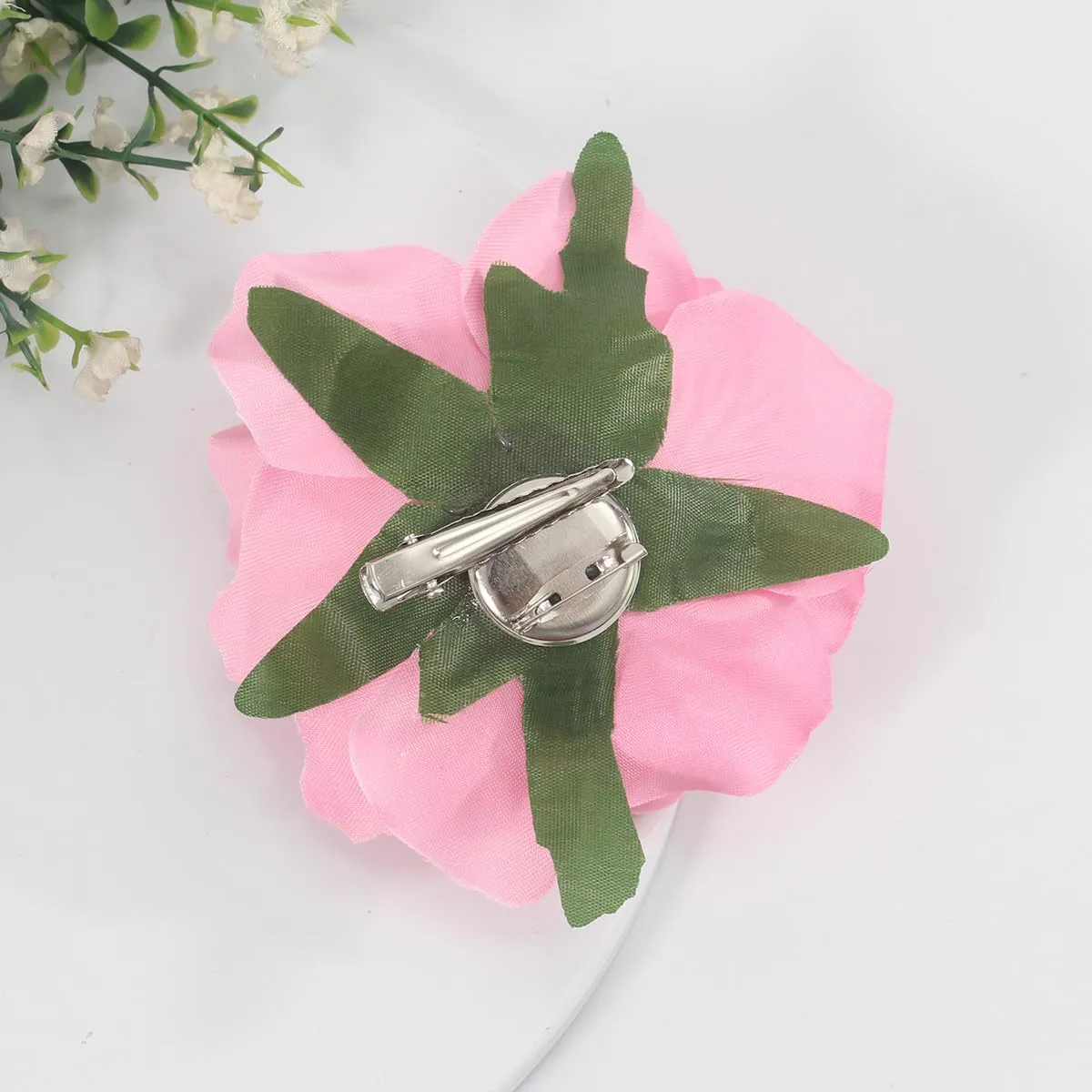 Pink Rose Brooches Flower Hair Clips for Women | Brooches and Pins | Hair Accessories | Valentines Hair Clips, Wedding Hair Accessories for Women | Lapel Pin