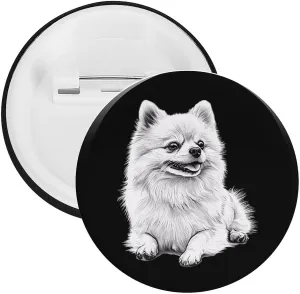 Pomeranian Dog Brooch Pins Fashion Tin Plate Badge Pin Gifts Round
