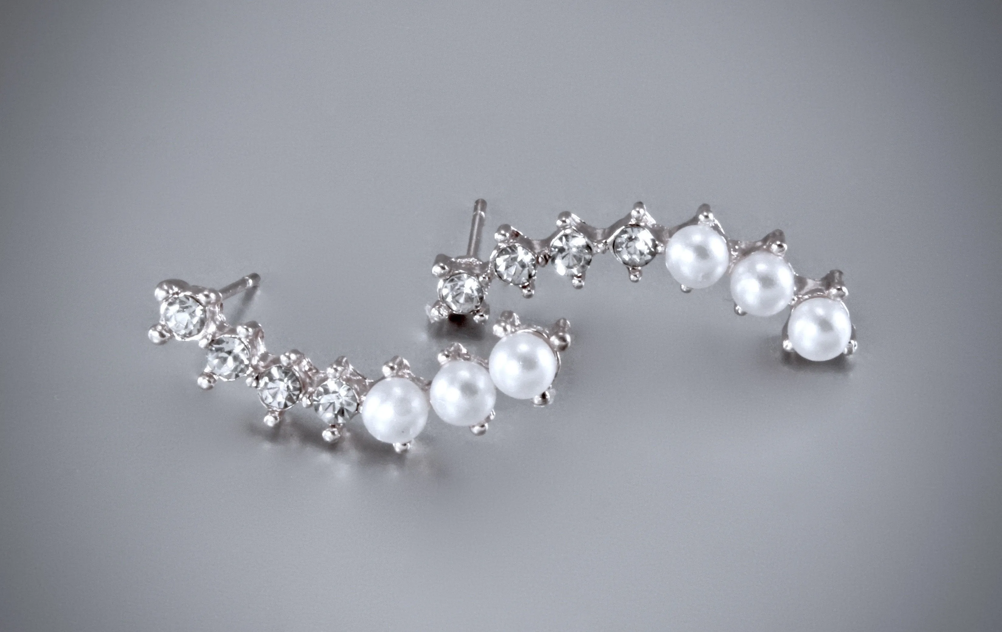 "Carly" - Pearl and Cubic Zirconia Bridal Earrings