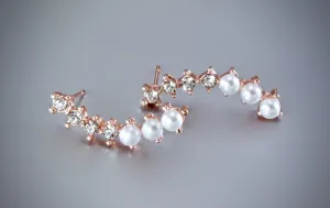 "Carly" - Pearl and Cubic Zirconia Bridal Earrings