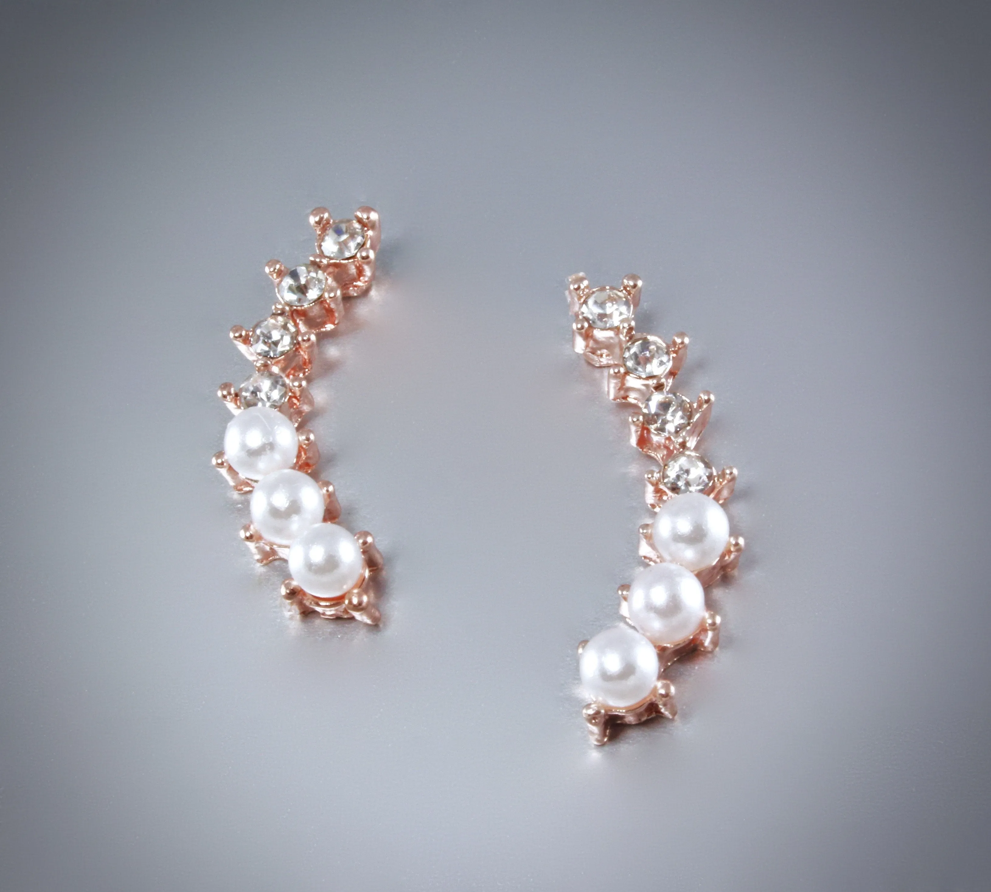 "Carly" - Pearl and Cubic Zirconia Bridal Earrings