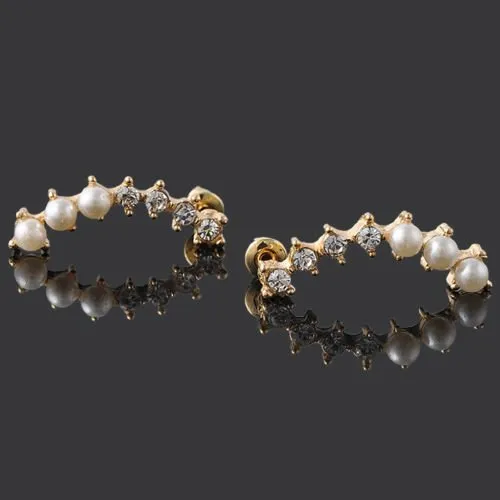 "Carly" - Pearl and Cubic Zirconia Bridal Earrings