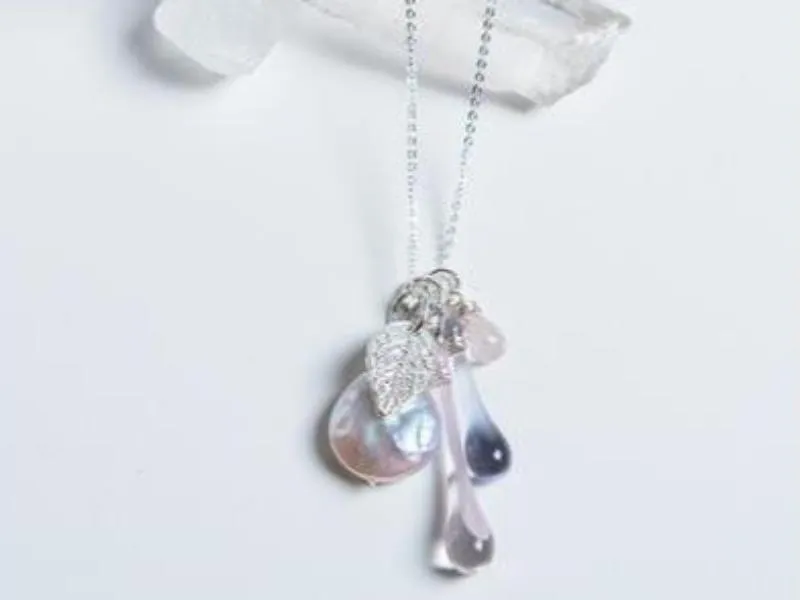 Raindrop Necklaces // Hand Blown Glass   Italian Silver