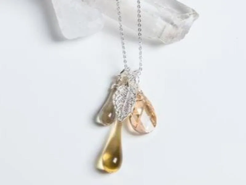 Raindrop Necklaces // Hand Blown Glass   Italian Silver