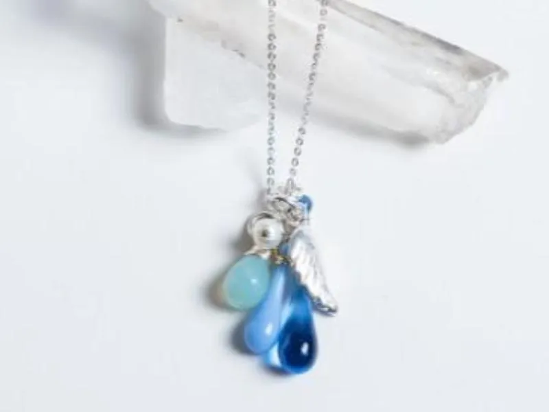 Raindrop Necklaces // Hand Blown Glass   Italian Silver