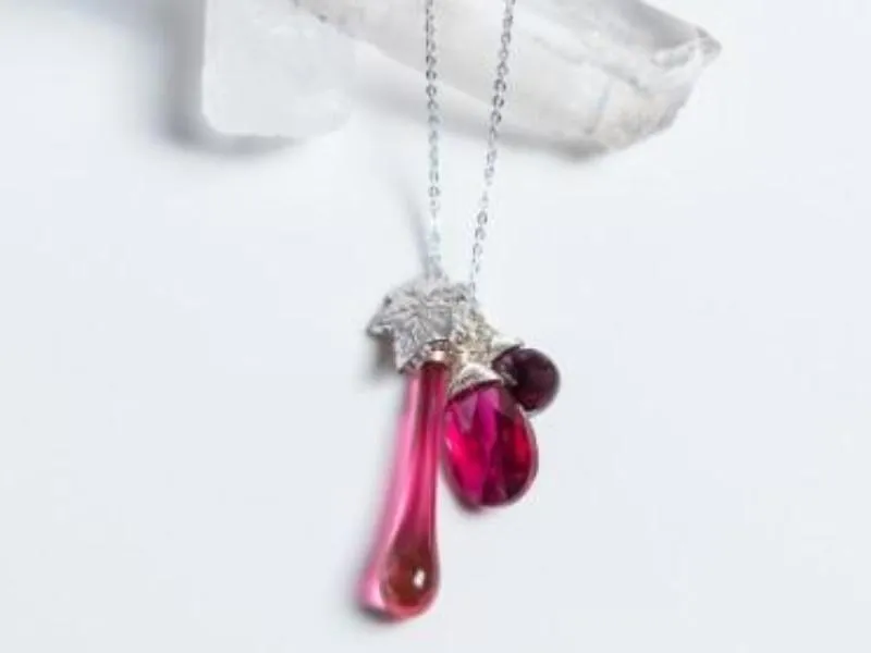 Raindrop Necklaces // Hand Blown Glass   Italian Silver