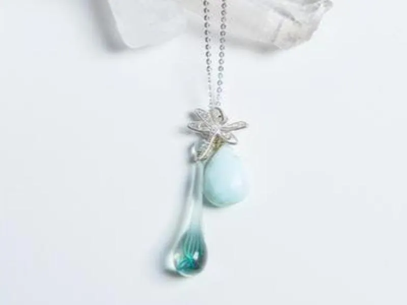 Raindrop Necklaces // Hand Blown Glass   Italian Silver