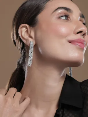 Rhodium-Plated Tassel Chain Statement Earrings