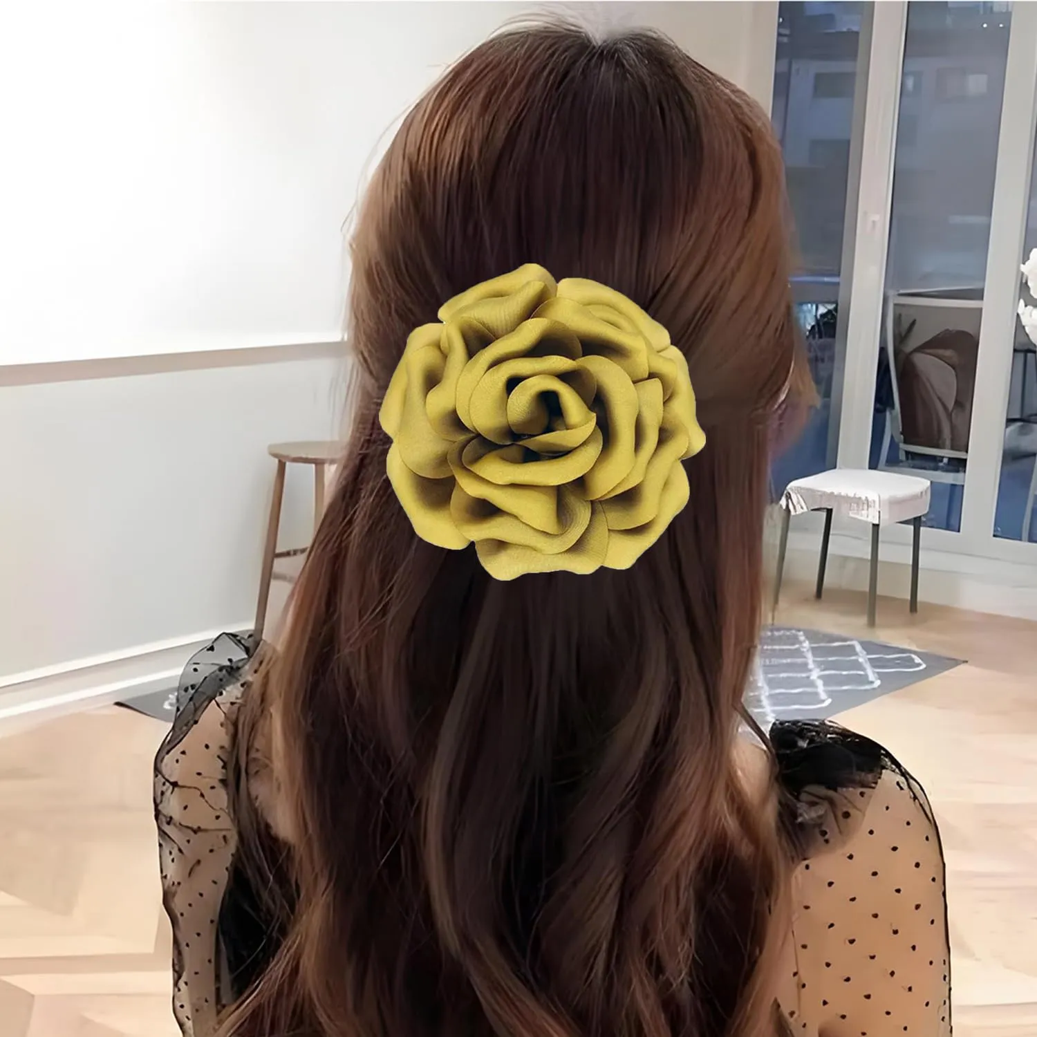 Rose Flower Brooches and Pins for Women Camellias Flower Pins Rose Pins for Clothes Party Prom Clothes Accessories Jewelry (yellow)