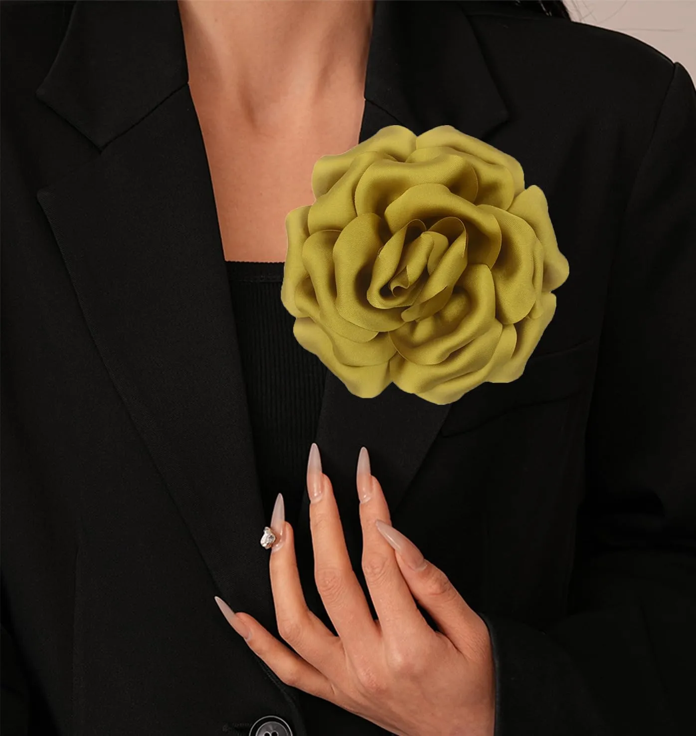 Rose Flower Brooches and Pins for Women Camellias Flower Pins Rose Pins for Clothes Party Prom Clothes Accessories Jewelry (yellow)