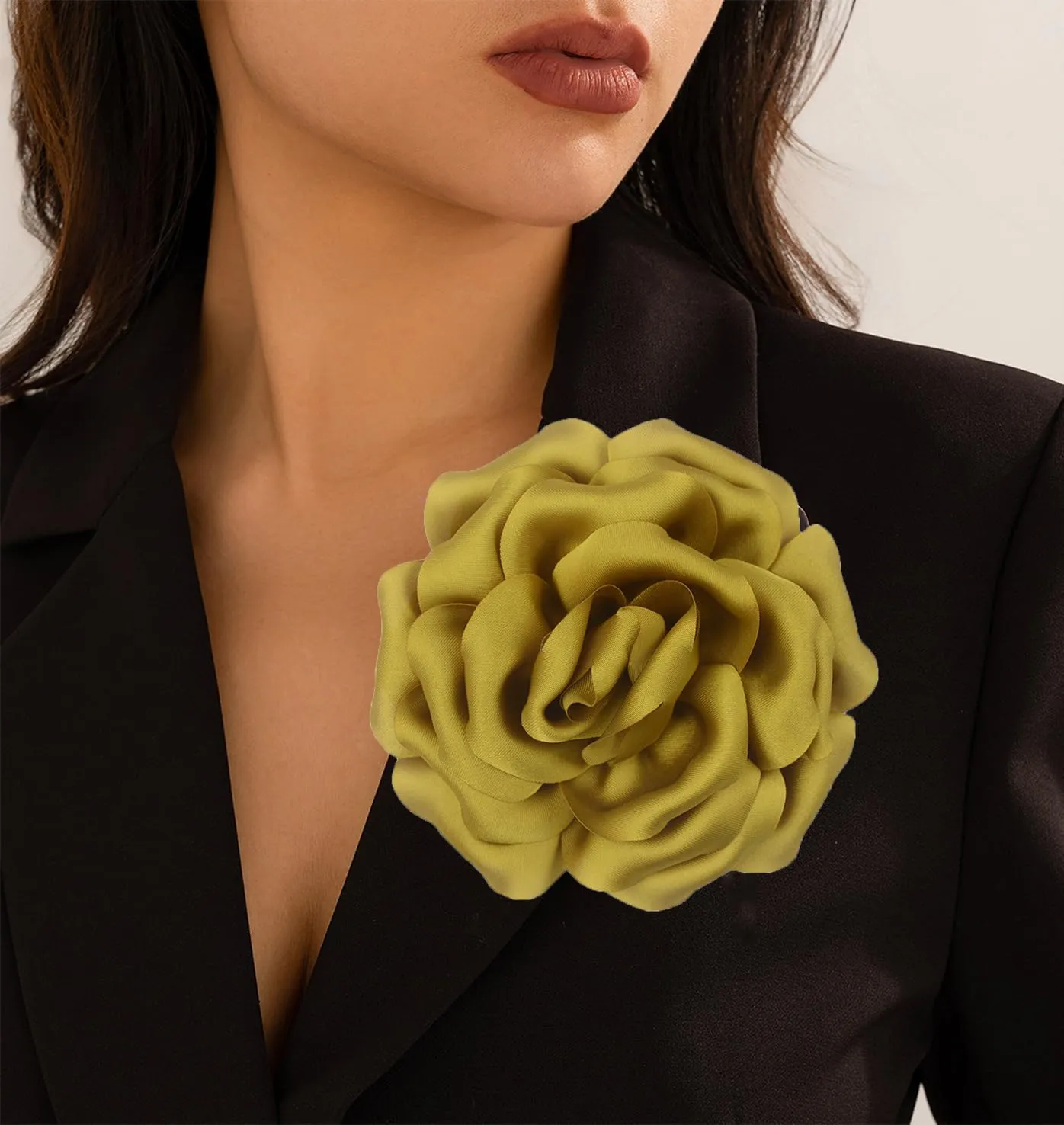 Rose Flower Brooches and Pins for Women Camellias Flower Pins Rose Pins for Clothes Party Prom Clothes Accessories Jewelry (yellow)