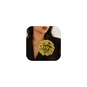 Rose Flower Brooches and Pins for Women Camellias Flower Pins Rose Pins for Clothes Party Prom Clothes Accessories Jewelry (yellow)