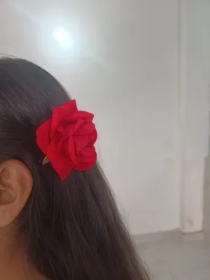 Rose Flower Brooches and Pins for Women Elegant Floral Pins | Cute Hair Clips | Wedding Hair Accessories | Handmade Rose Juda Pin, Elegant Baby Pink Bridal Hairpin for Girls & Women