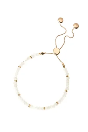 Rose Gold Plated Sterling Silver White Quartz Bead Friendship Bracelet