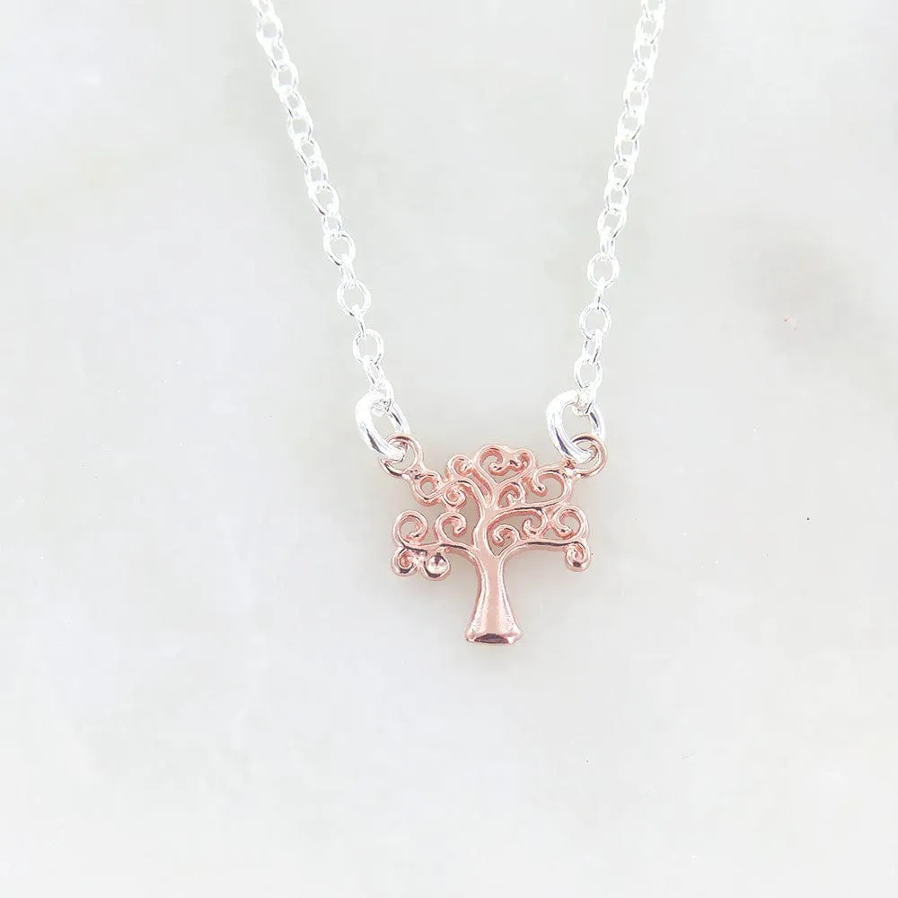 ROSE GOLD TREE OF LIFE PENDANT NECKLACE