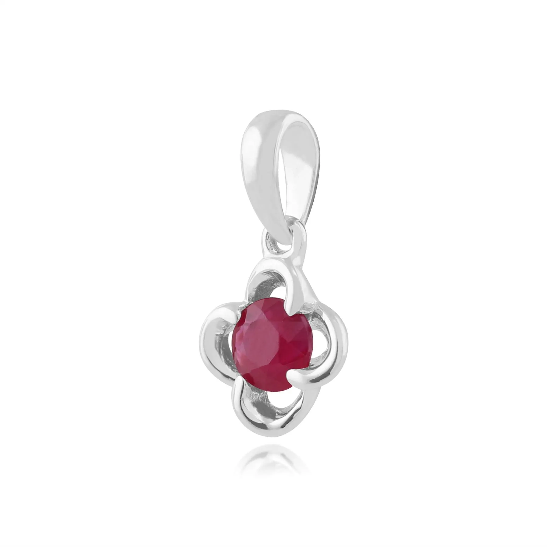 Rubin Blumen Halskette in 9ct Weiß Gold