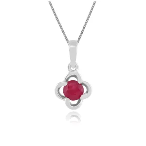 Rubin Blumen Halskette in 9ct Weiß Gold