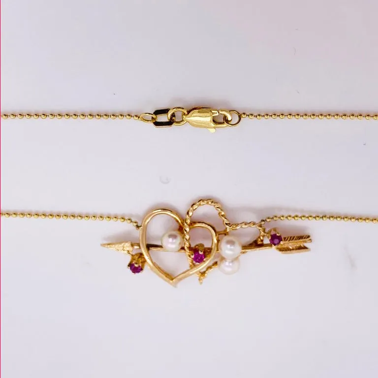 Ruby & Pearl Heart Necklace