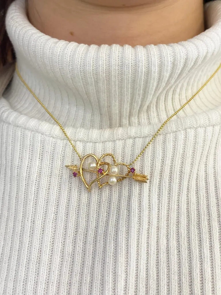 Ruby & Pearl Heart Necklace