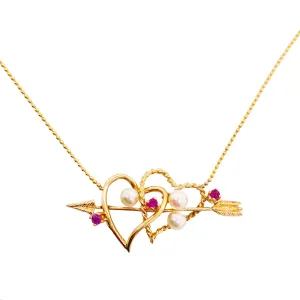 Ruby & Pearl Heart Necklace