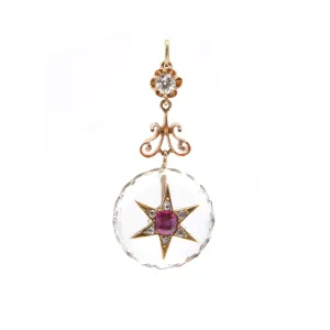 Ruby and Rock Crystal Star Pendant