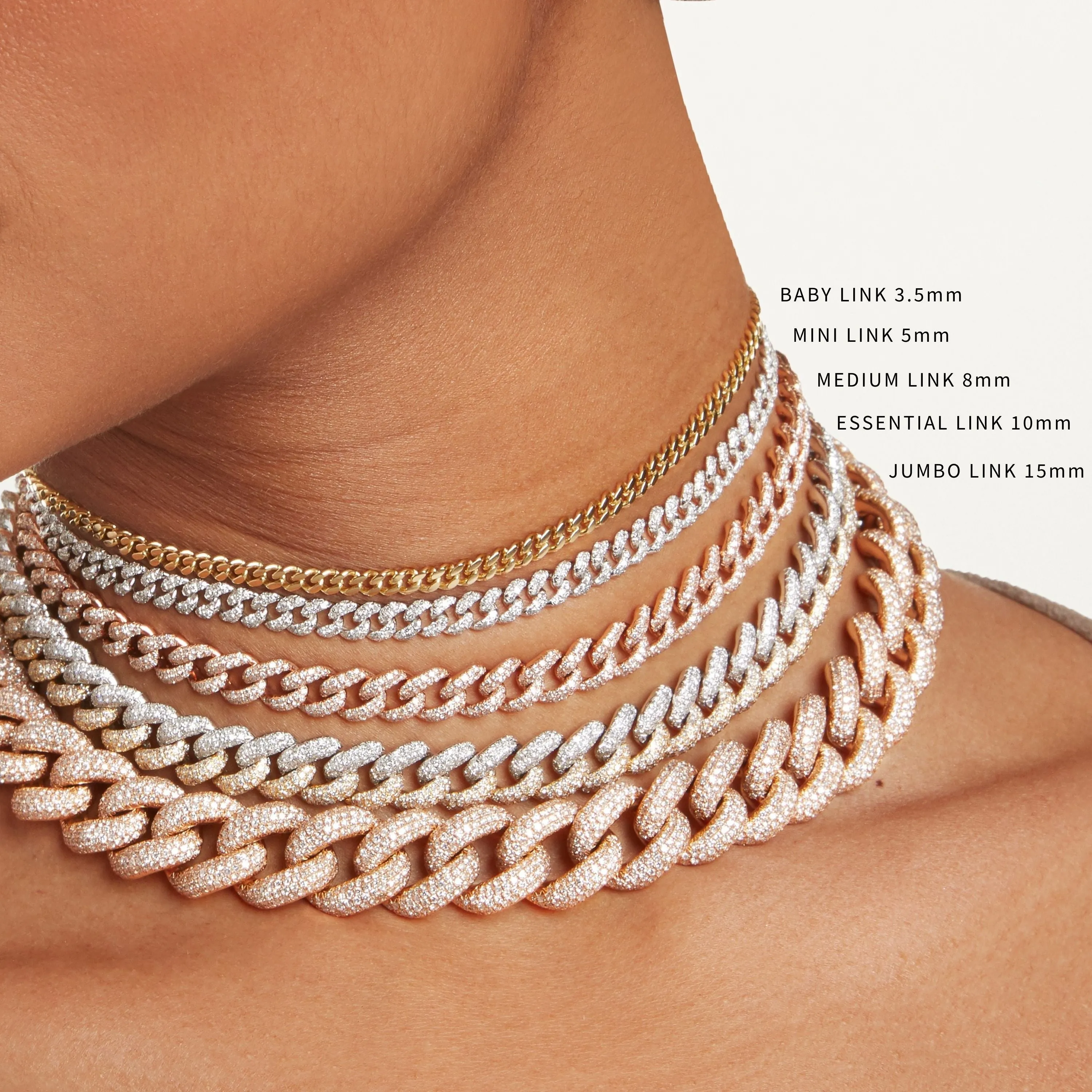 RUBY SOLITAIRE OVAL PAVE MINI LINK NECKLACE