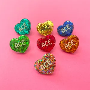 Sample Sale - Asexual Glitter Heart Lapel Pin
