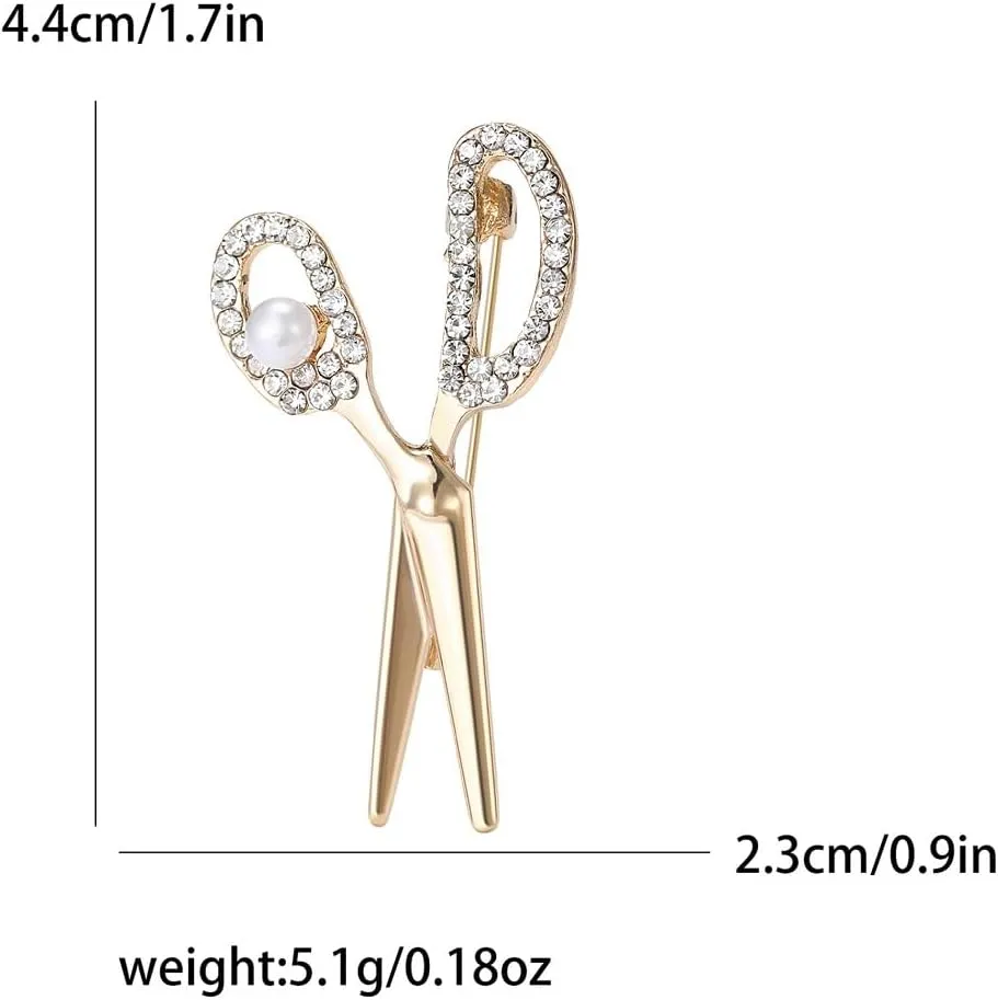 Scissors Brooch Pins for Women, Barber Hairdresser Scissors Brooch Pin, Cute Scissor Brooch Lapel Pin, Bohemian Pearl Scissors Brooches Pins for Women Hat Bag Suit Dress Accessories