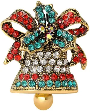 SELOVO Vintage Bell Fashion Red Green Rhinestones Brooch for Women Girls