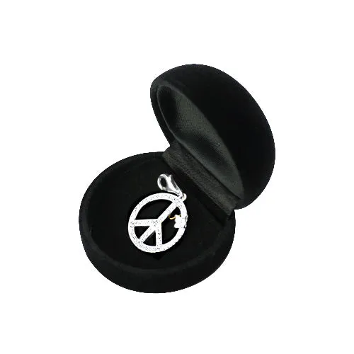 Silver and Crystal Peace Sign Charm