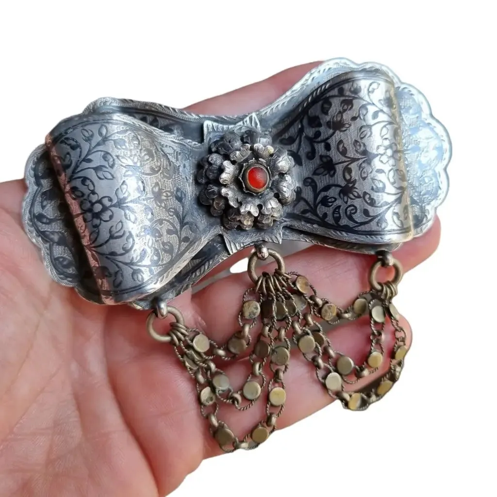 Silver niello brooch, antique victorian jewelry, brooch collection.