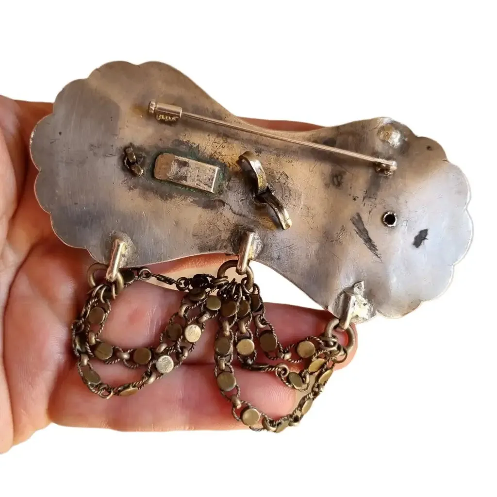 Silver niello brooch, antique victorian jewelry, brooch collection.