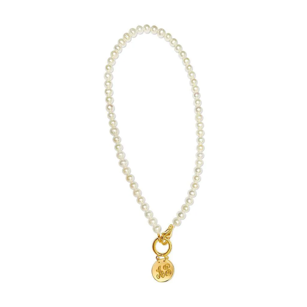 Solid Gold Brigette Pearl Disc Necklace