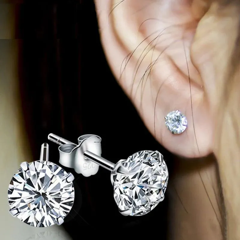 Sparkling Crystal Silver Stud Earrings: Elegant Wedding Jewelry