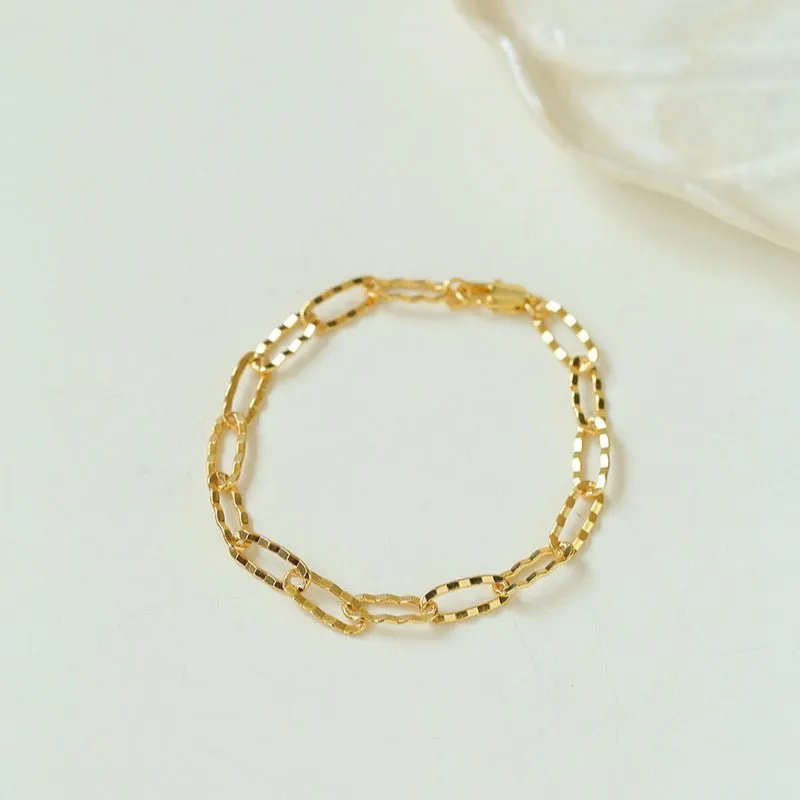 Square Cut Chain Bracelet Gold Silver