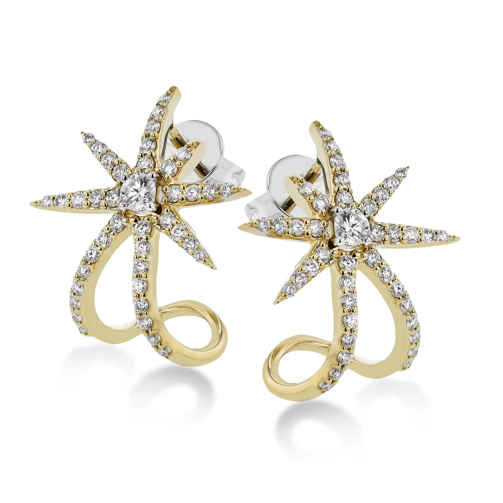 Starburst Earrings in 18k Gold with Diamonds