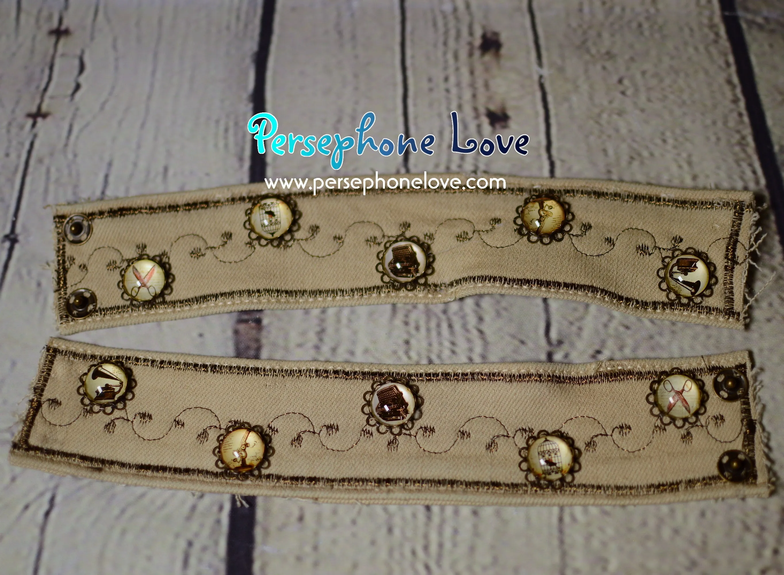 Steampunk glass cabochon necklace earring bracelet set-1226