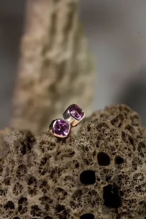 Sterling Silver Amethyst Studs (Cushion Cut)