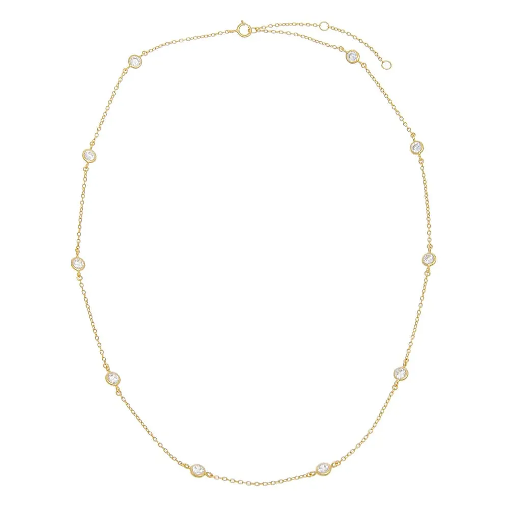 Sterling Silver & CZ Stone Yard Necklace
